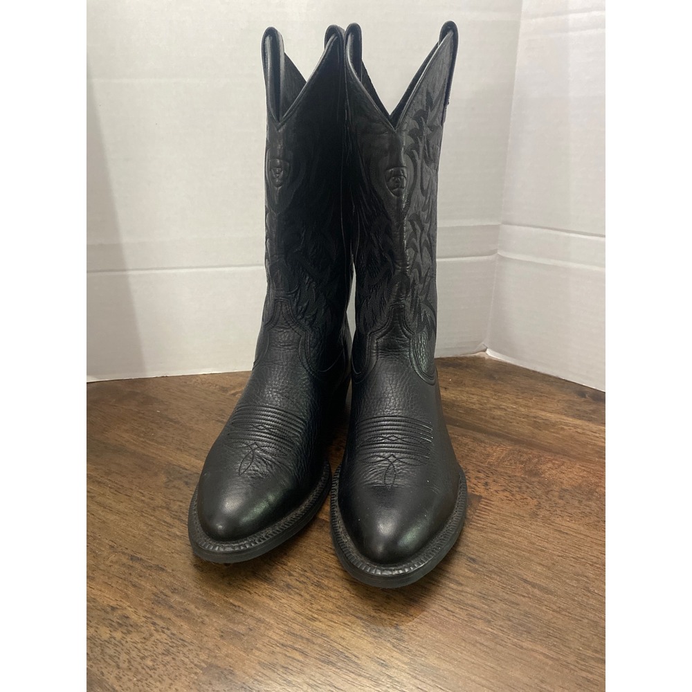 Ariat Heritage Western R-Toe Black Leather Cowboy Boots Mens Sz 10.5 D 34740